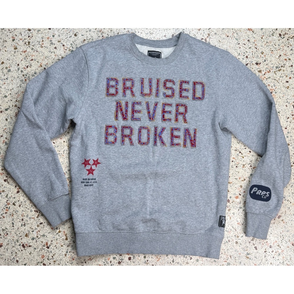 PRPS Men's Bruised‎ Never Broken Crew Neck Long Sleeve Sweatshirt Size Small